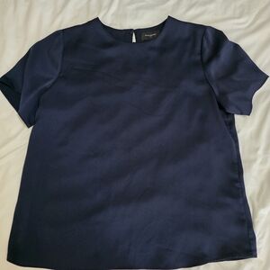 Banana Republic Navy Short Sleeve Blouse Women's Large Workwear Shell Top